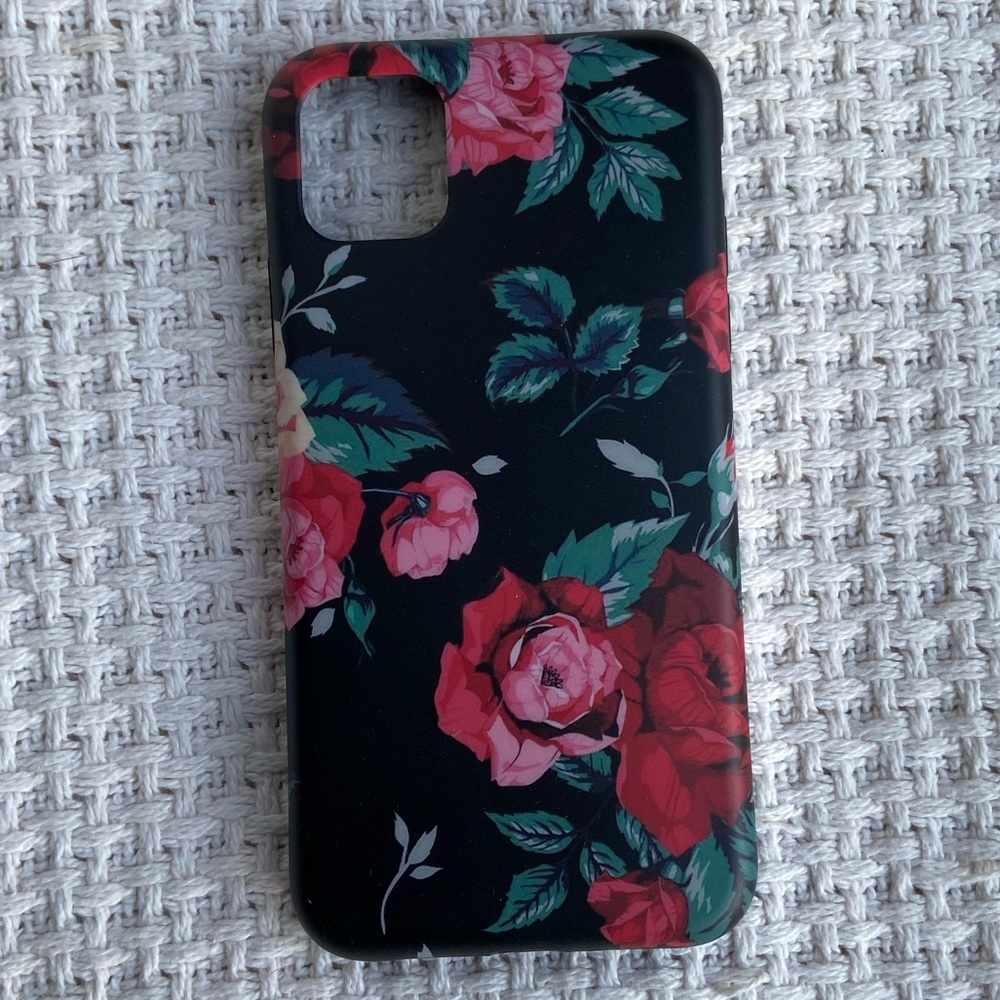 iPhone 11 pink floral & black case